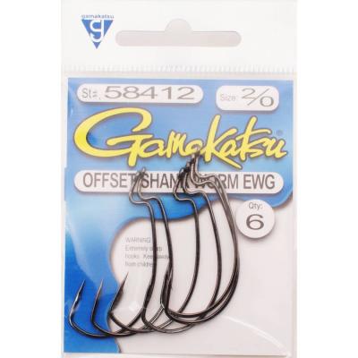 Gamakatsu - Spro G58412 Worm Hook Ewg X-Wide Black Offset- Size 2-0