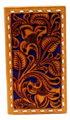 Nocona Belt N5497827 Blue Floral Pierced Rodeo Buck, Blue - One Size