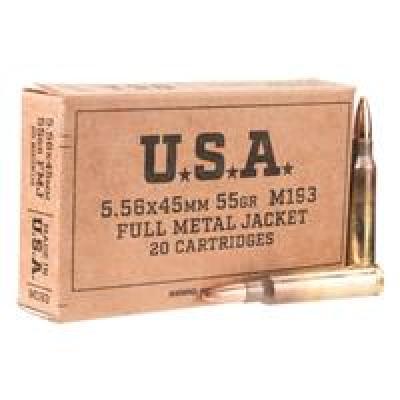 Winchester USA Service Grade M193 FMJ Rifle Ammunition 20 Round Box