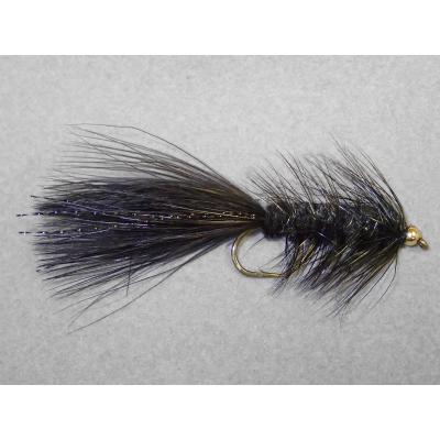Perfect Hatch Streamer BH Wooly Bugger Fly, Size 10, Black