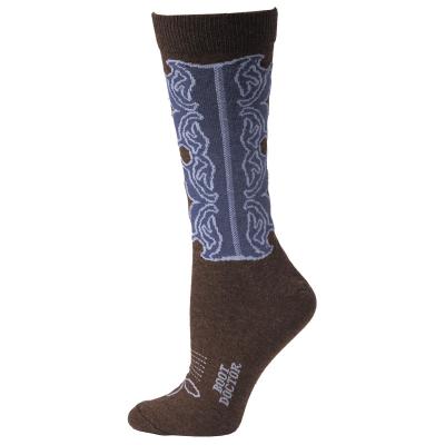 0417702 Boot Doctor Crew Style Western Ladies Boot Sock, Brown