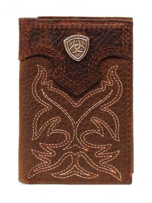 ARIAT Mens TriFold Boot Stitched Wallet