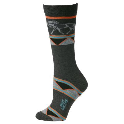 M & F Western 0417506 Boot Doctor Crew Style Horse Pattern Ladies Sock  Gray