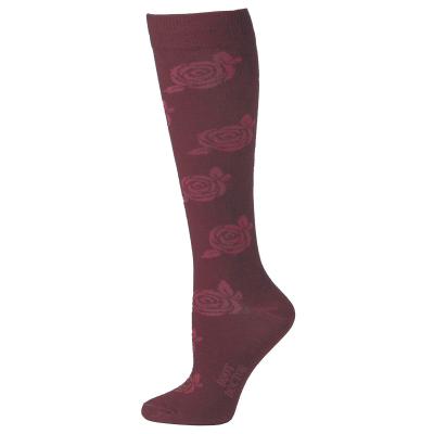 0417904 Boot Doctor Rose Pattern Ladies Sock with Over the Calf, Red