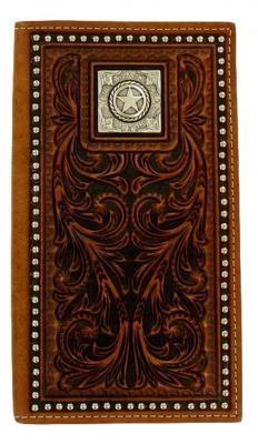 Nocona Rodeo Scroll Embossed Nailhead Star Concho Wallet