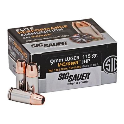 SIG Sauer 9mm Luger Elite V-Crown JHP, 115gr, 50ct