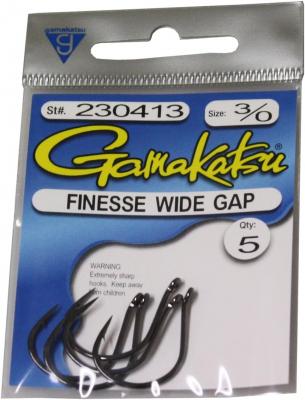 Gamakatsu 230410 Finesse Wide Gap Hook, Size 1, Needle Point, Ringed Eye, NS