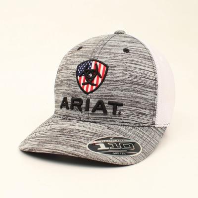 Men's Ariat Flexfit USA Work Snapback Hat Grey