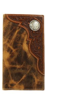 Ariat Accessories Mens Rodeo Distressed Embossed Corner Round Concho Wallet