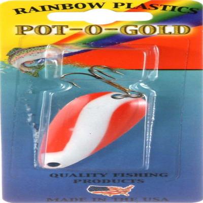 Double X Tackle Pot-o-gold Bass & Trout Spoon Fishing Lure  Red/White Stripe