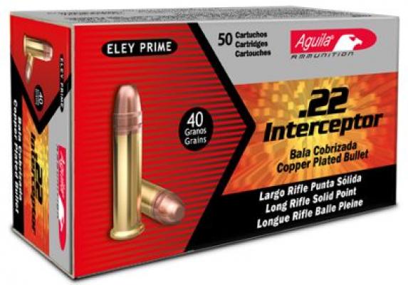Aguila Interceptor, .22LR, Copper Plated LRN, 40 Grain, 50 Rounds