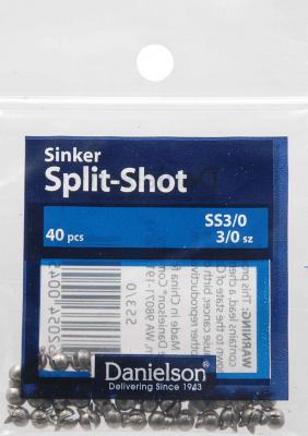 Danielson Removable Split Shot Sinker Fishing Weight  Size 3/0  40-pack
